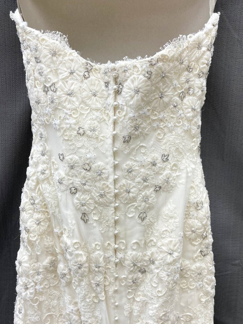 Vintage Monique Lhuillier Fall 2007 Lace Wedding Gown - Picture 5 of 12